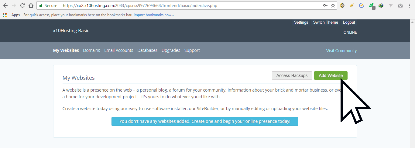 free web hosting for wordpress x10hosting cpanel add website