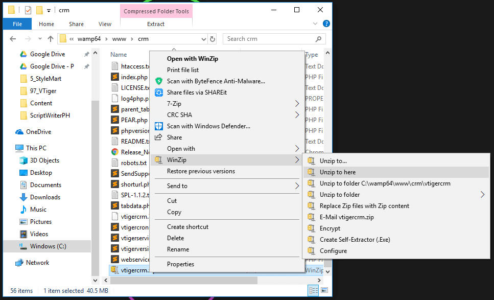 Extract vtiger6.5.0.tar.gz file