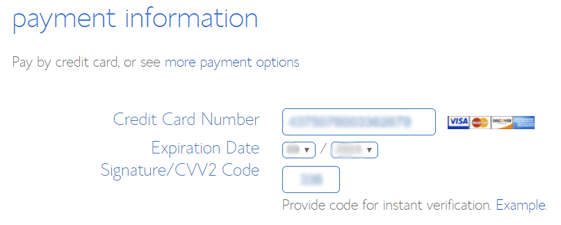 bluehost create account payment information