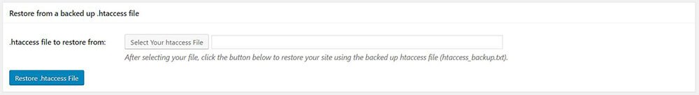 All In One WP Security & Firewall - Settings - .htaccess File - Restore from a backed up htaccess file_1