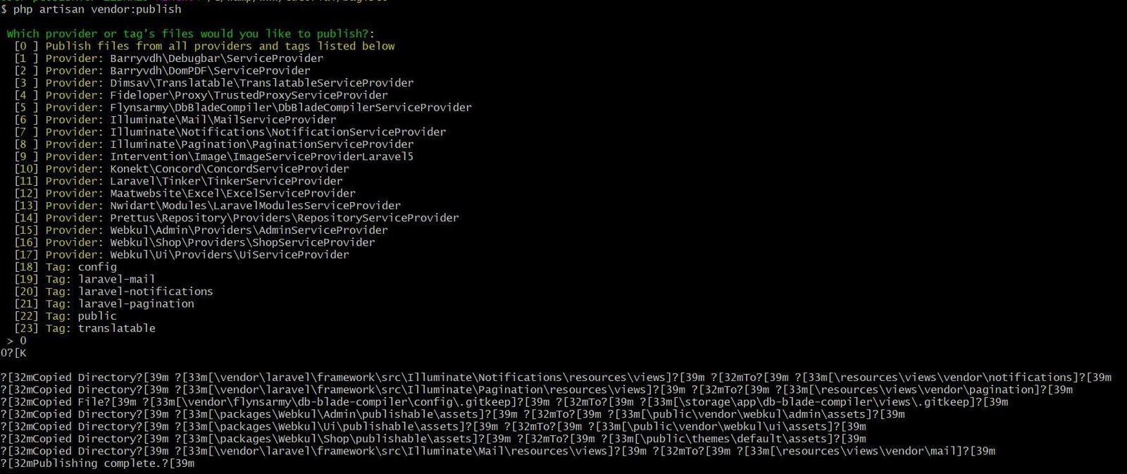 Publish assets from third-party vendor packages using php artisan vendor-publish command