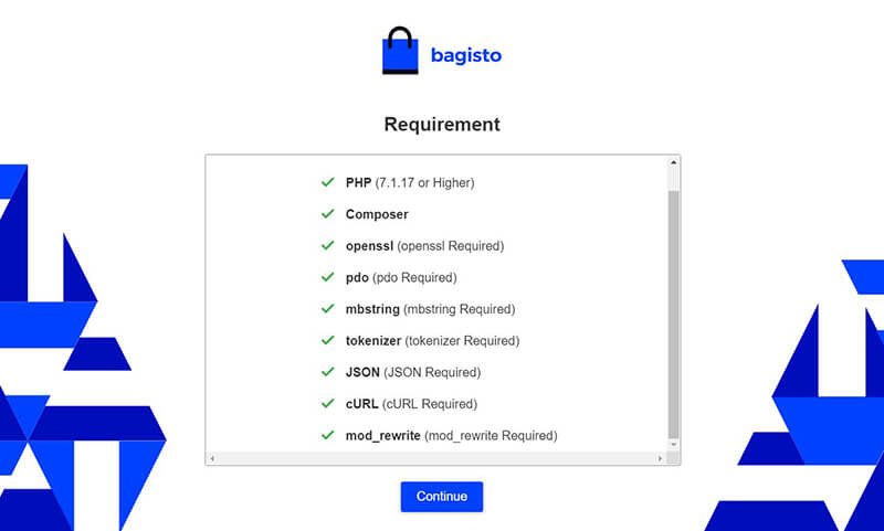Setup Bagisto Using GUI Installer - requirements passed