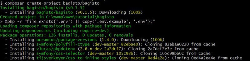 download bagisto platform using composer create-project bagisto-bagisto command