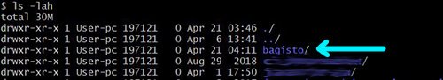 from terminal check if bagisto folder exist using ls -lah command