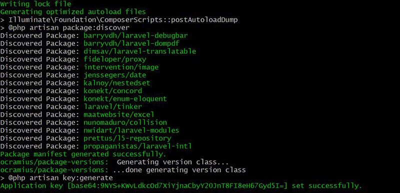 successfully downloaded bagisto platform using composer - application key set successfully