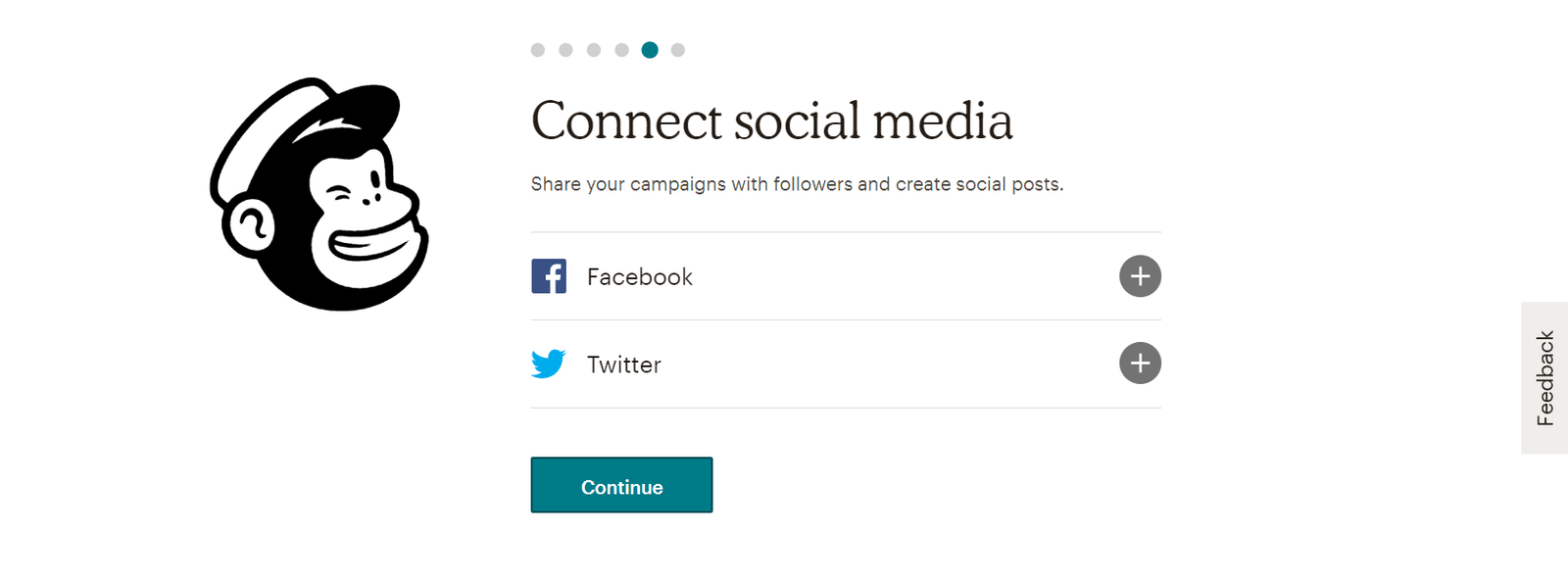 create mailchimp account - connect social media - connect facebook and twitter