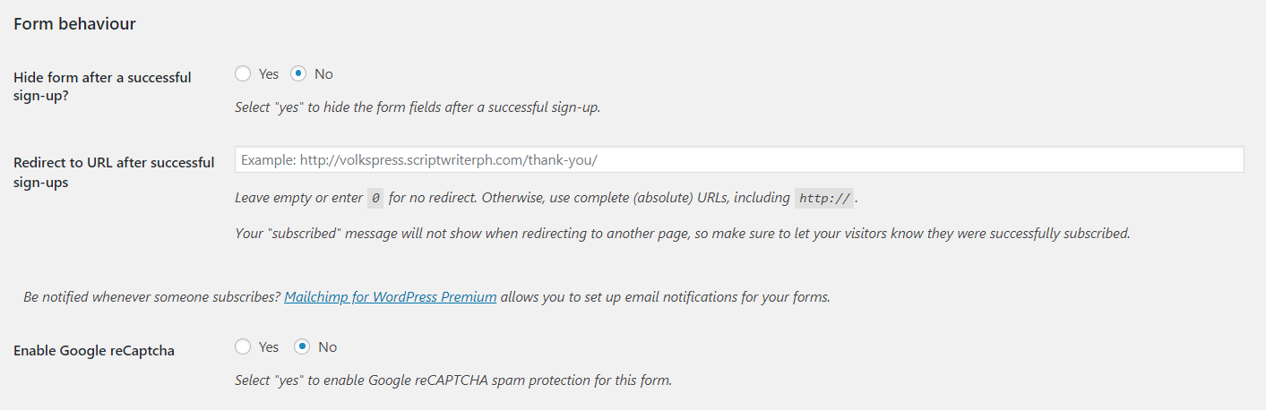 malchimp form behavior