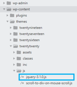 WordPress Scroll To Div On Mouse Scroll Using JavaScript