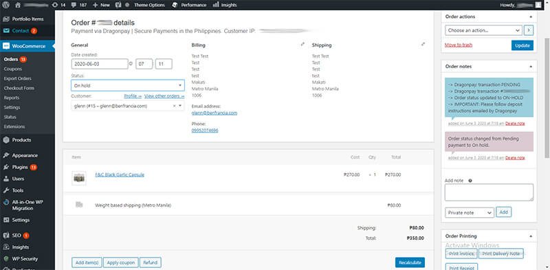 DragonPay - backend - order details