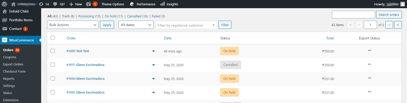 DragonPay - backend - order list
