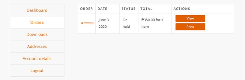 DragonPay - my account - orders