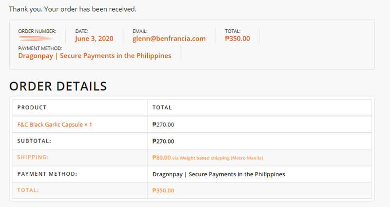 DragonPay - return URL - order received