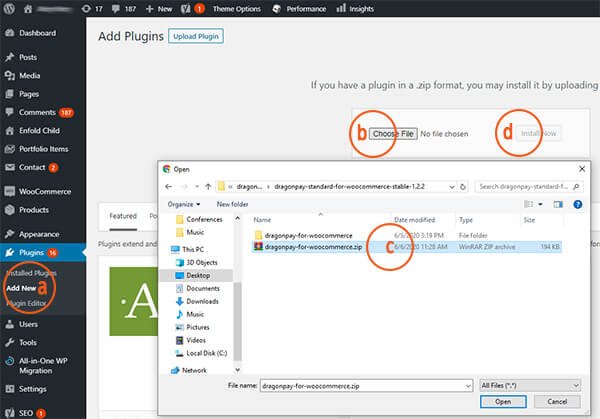 Install and activate the open-source version of DragonPay.ph Standard For WooCommerce plugin