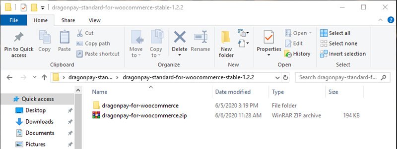 You should have dragonpay-for-woocommerce.zip inside your dragonpay-standard-for-woocommerce-stable-1.2.2 folder