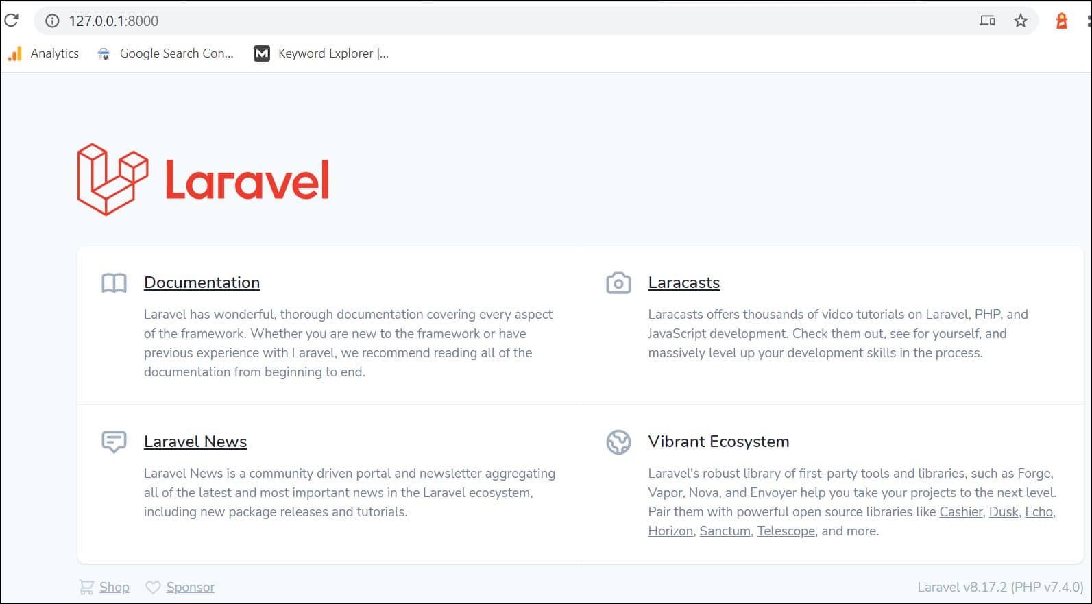 Laravel's welcome page