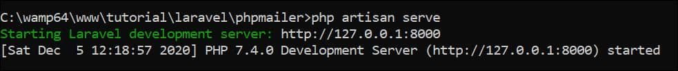 Start laravel project using php artisan serve command