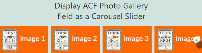 ACF Photo Gallery field display as carousel slider from theme's template, with a shortcode
