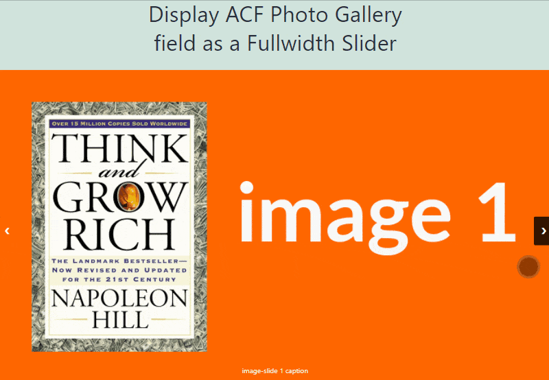 ACF Photo Gallery field display as fullwidth slider from theme's template, with a shortcode