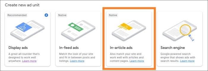 Add Google AdSense to WordPress - AdSense create In-article unit