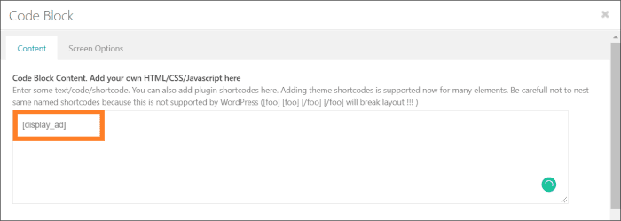Add Google AdSense to WordPress using Enfold Code Block element (shortcode)