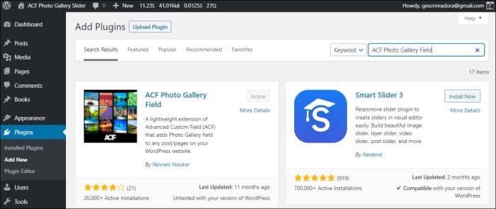 Install ACF Photo Gallery plugin by Navneil Naicker