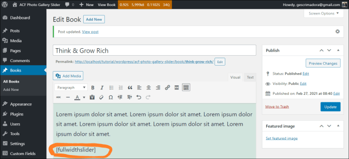 Custom Sliders with Advanced Custom Fields & ACF Photo Gallery
