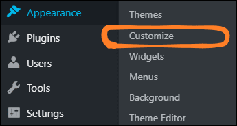 WordPress navigate to Appearance Customize