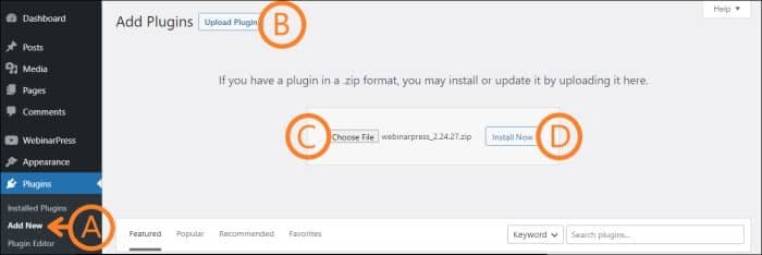 Install WebinarPress Pro plugin by WebinarPress