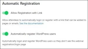 WebinarPress Automatic Registration Allow Registration with Link Automatically register WordPress users