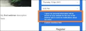 WebinarPress GDPR Consent Registration form