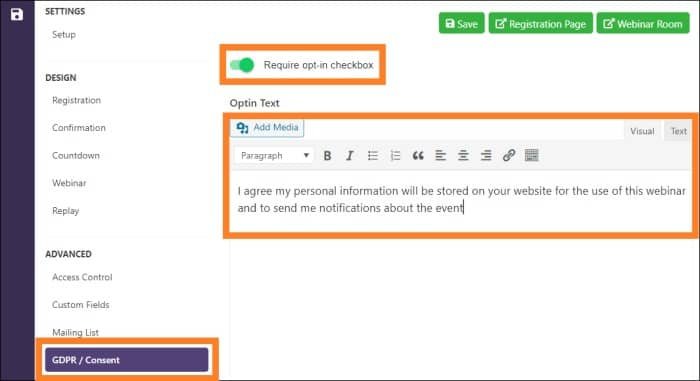 WebinarPress GDPR Consent
