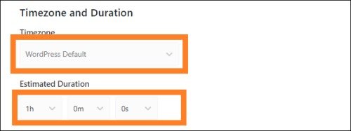 WebinarPress create new webinar set timezone and estimated duration