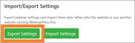 WebinarPress export webinar settings