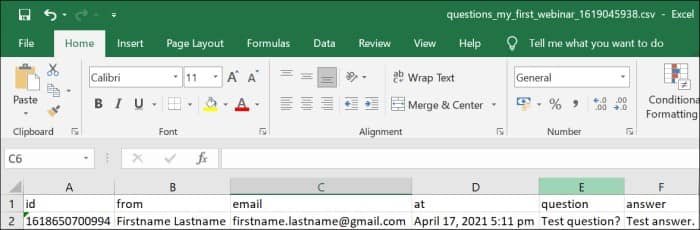 WebinarPress exported questions to CSV actual