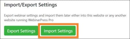 WebinarPress import webinar settings