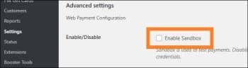 Paynamics Payment Gateway Settings disable sandbox